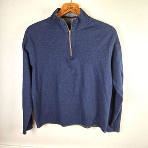 Men's Robert Graham Blue Quarter-Zip Pullover Cottob Sweater Size Large